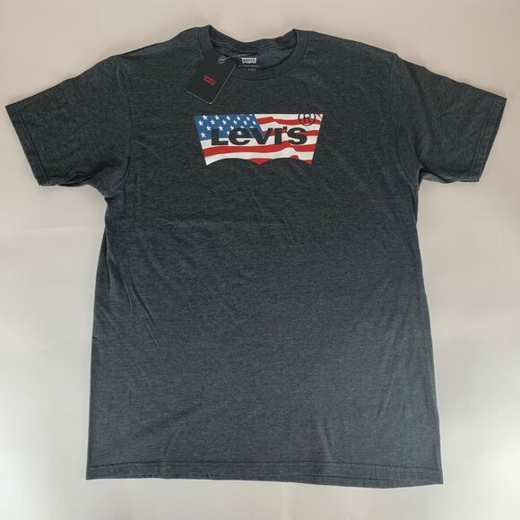 Levi's USA Theme Gray Short Sleeve Crewneck Shirt Mens Large New - Picture 1 of 4